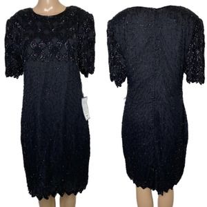 Laurence Kazar Black Sequin Mini Dress